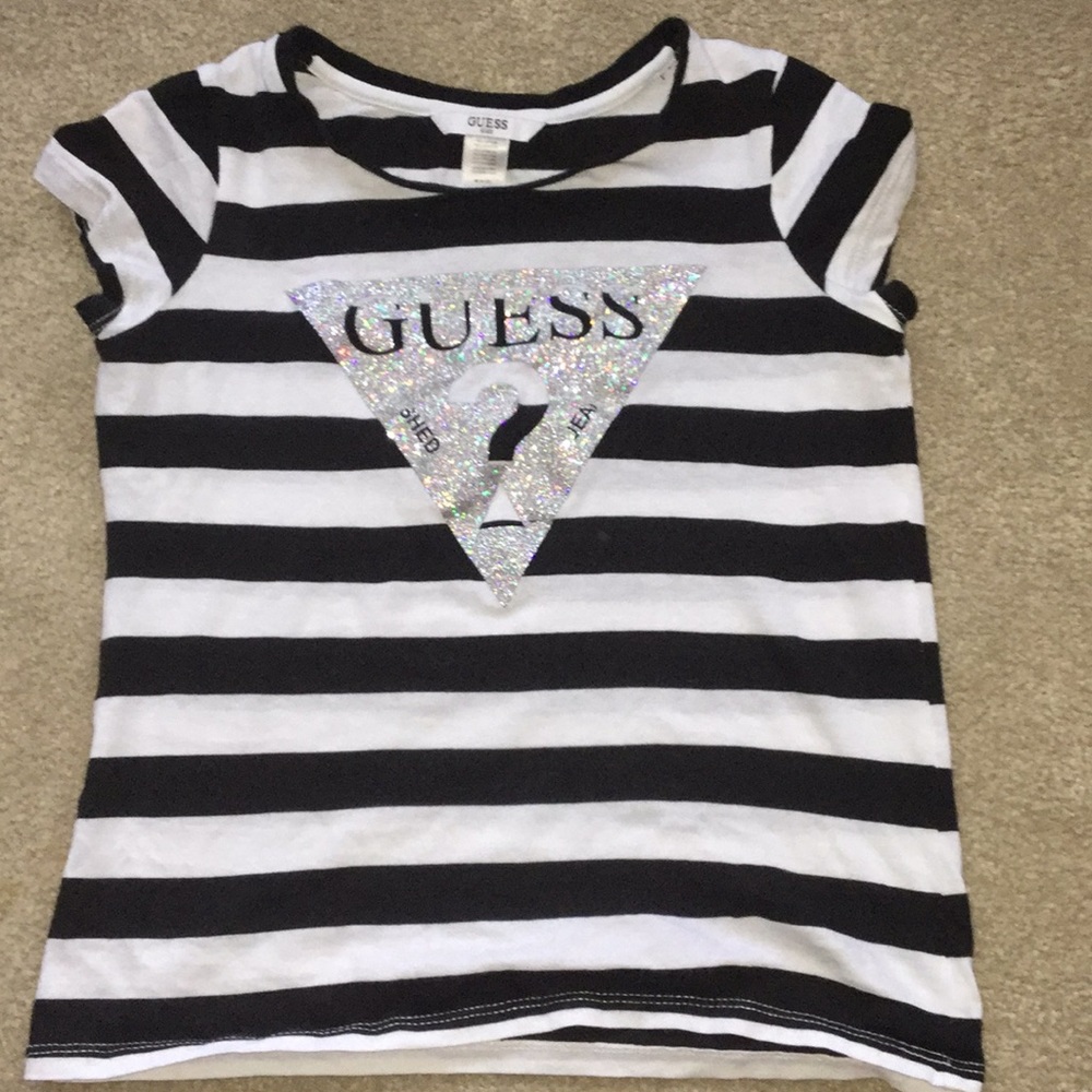 Guess black and white striped shirt